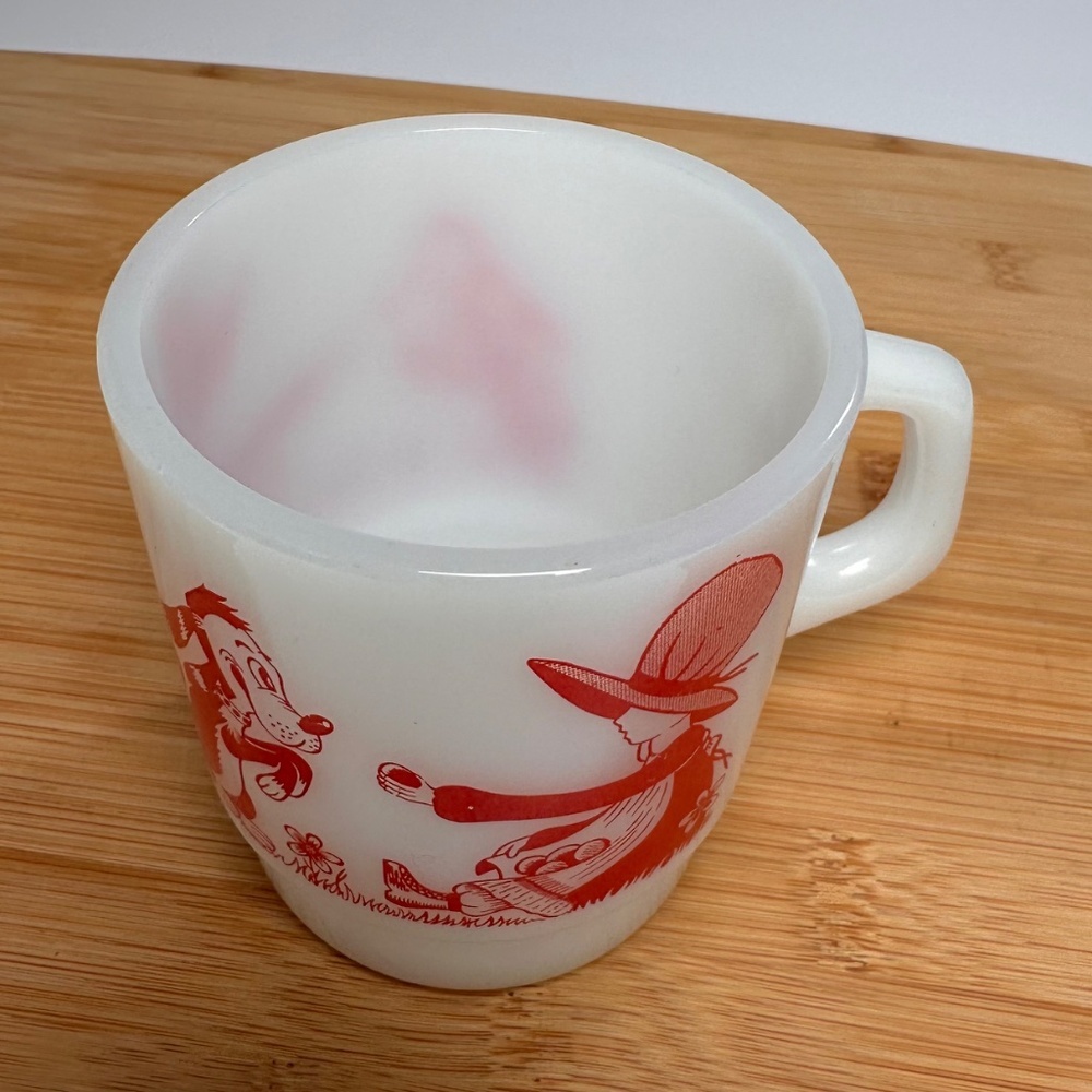 Vintage Termocrisa Holly Hobbie Milk Glass Mug. Red Graphic • Stacking Mug - Picture 6 of 7